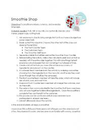 English Worksheet: Smoothie Shop Dramatic Play