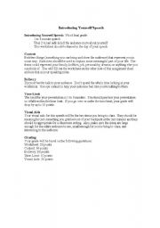 English Worksheet: speech about introduce yourself
