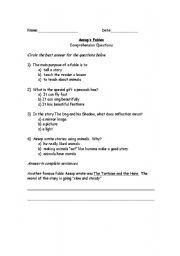 English worksheet: Aesops Fables