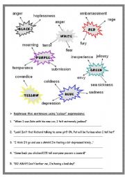 English Worksheet: Colours & Feelings: expressions (2/2)