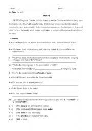 English Worksheet: English test - 7th. grade
