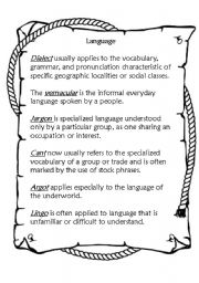 English Worksheet: Different Language Terms