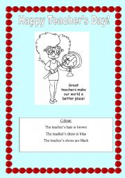 English Worksheet: Teachers Day colouring ws