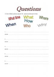 English worksheet: Wh- questions