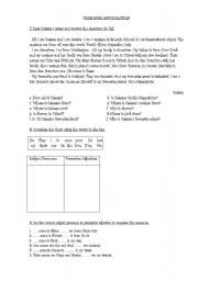 English worksheet: Personal information,subject pronouns and possessive adjectives