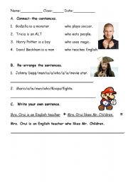 English Worksheet: Relative Clause: Who