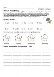 English worksheet: Spelling Contract