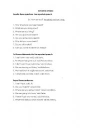 English worksheet: Reported Speech