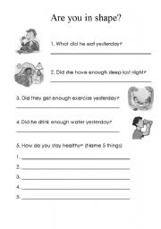 English worksheet: How do you keep in shape??