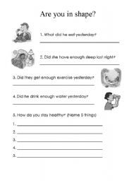 English Worksheet: How do you keep in shape??