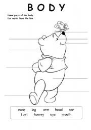 English Worksheet: Name Winnies parts of the body 