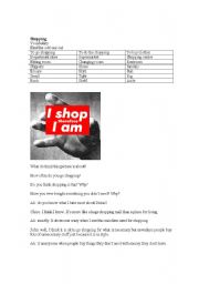 English worksheet: shopping