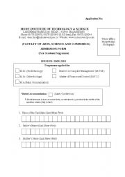 English worksheet: registration form