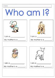 English worksheet: Who am I 