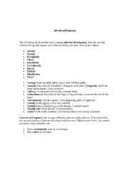 English worksheet: Adverbs of frequency