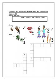 English worksheet: Crossword on Comparatives