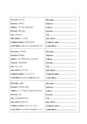 English Worksheet: Address Book Roleplay