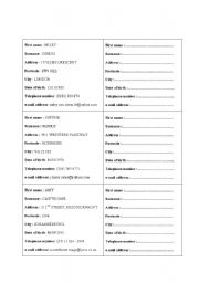 English worksheet: Address Book Roleplay