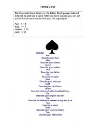 English worksheet: Conversation Poker Game