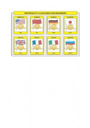 English Worksheet: Nationality Flash Card