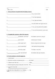 English worksheet: questions questions questions