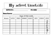 English Worksheet: My school timetable