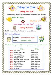 English Worksheet: Telling the time