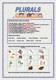 English Worksheet: PLURALS