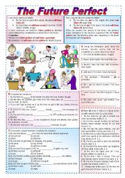 English Worksheet: The future perfect - Grammar guide & lots of exercises (fully editable - keys included)