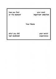 English worksheet: introduction activity idea