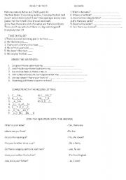 English worksheet: questions and food!!