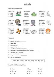 English worksheet: Animals