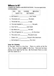 English worksheet: Prepositions of place