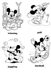 English Worksheet: sports - Mickey Mouse (part 1)