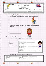 English Worksheet: Diagnostic test