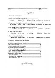 English worksheet: tag  questions