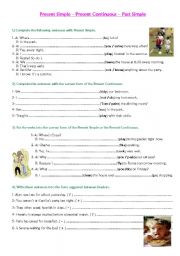 English Worksheet: Present Simple - Present Continuous - Past Simple