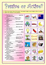 English Worksheet: passive - active (1/2)