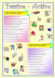 English Worksheet: passive - active (2/2)