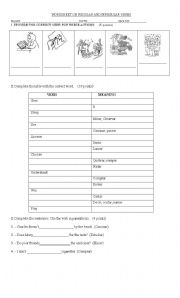 English worksheet:  regular and irregular verbs 