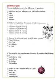 English worksheet: Christam Quiz