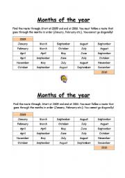 English Worksheet: MONTHS OF THE YEAR WORDPATH