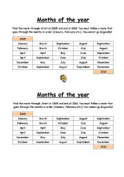 English worksheet: MONTHS OF THE YEAR WORDPATH