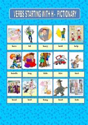 English Worksheet: VERBS STARTING WITH H - PICTIONARY