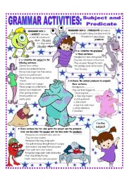 English Worksheet: SUBJECT AND PREDICATE - EASY GRAMMAR REFERENCE AND ACTIVITIES