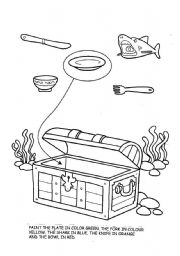 English Worksheet: Read and Colour - A Pirates treasure!!!
