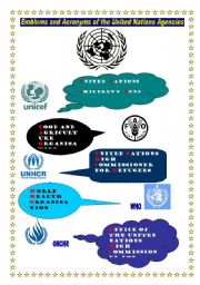 English Worksheet: Emblems and Acronyms of the United Nations Agencies