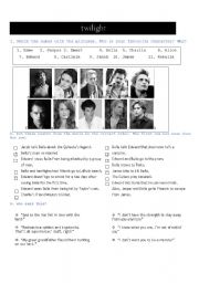 English Worksheet: Twilight worksheet