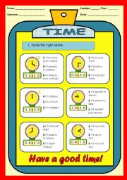 English Worksheet: WHAT TIME IS IT?