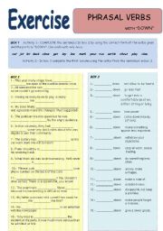 English Worksheet: PHRASAL VERBS WITH 